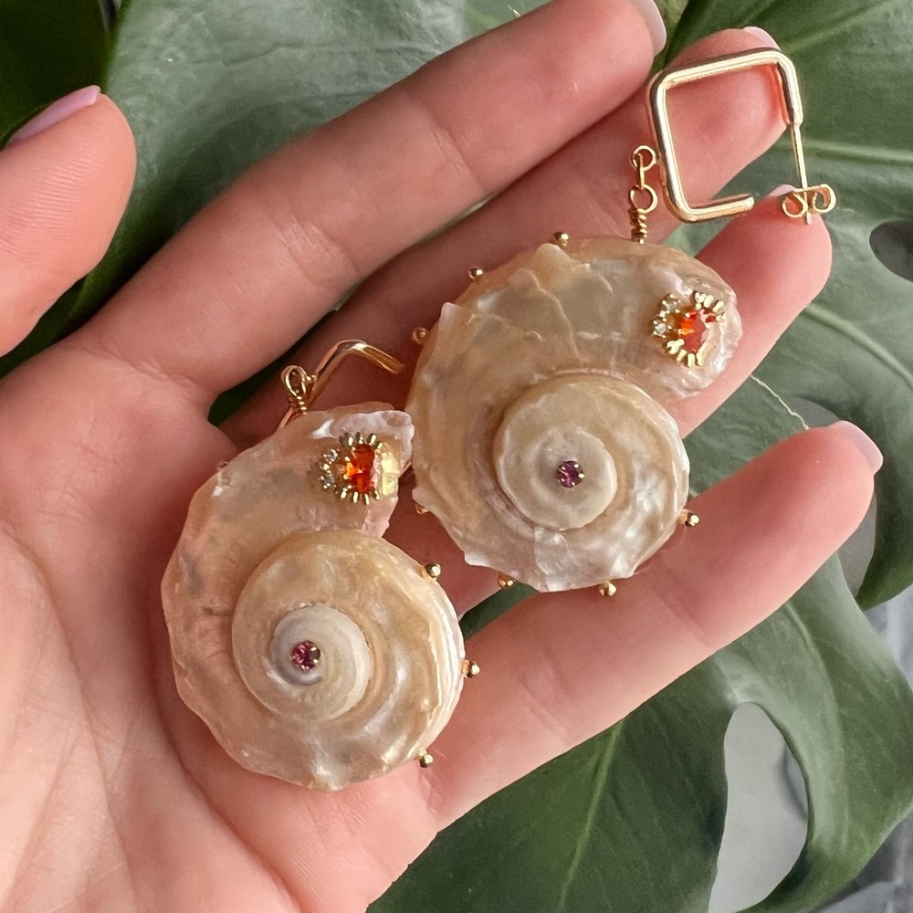 NWT| Natural Shell Earrings with rhinestone| Hoop Earrings
A1 - Picture 4 of 7